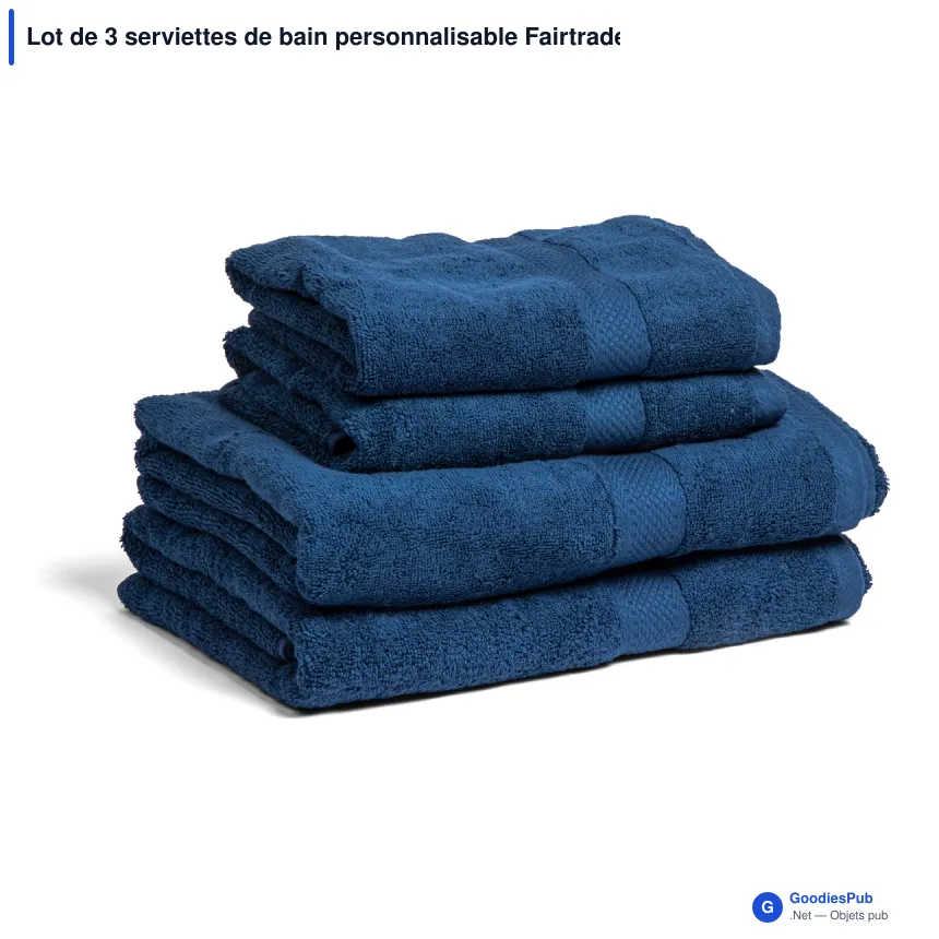 Lot de 3 serviettes de bain personnalisable Fairtrade 70 x 130 cm avec logo - Lord Nelson - Image 3