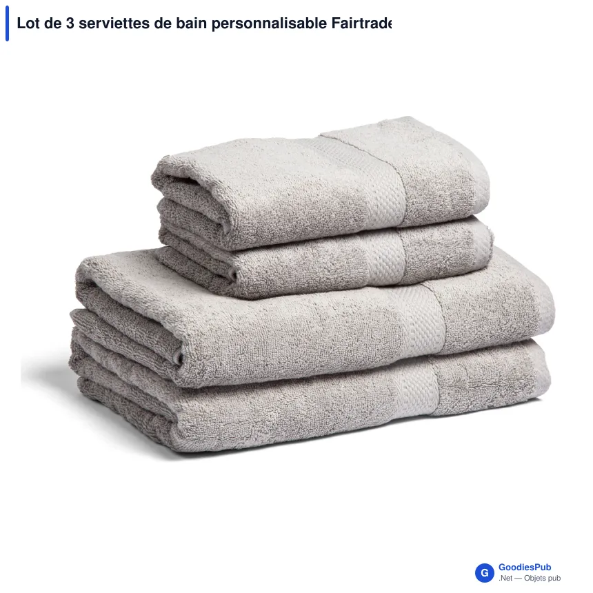 Lot de 3 serviettes de bain personnalisable Fairtrade 70 x 130 cm avec logo - Lord Nelson - Image 4