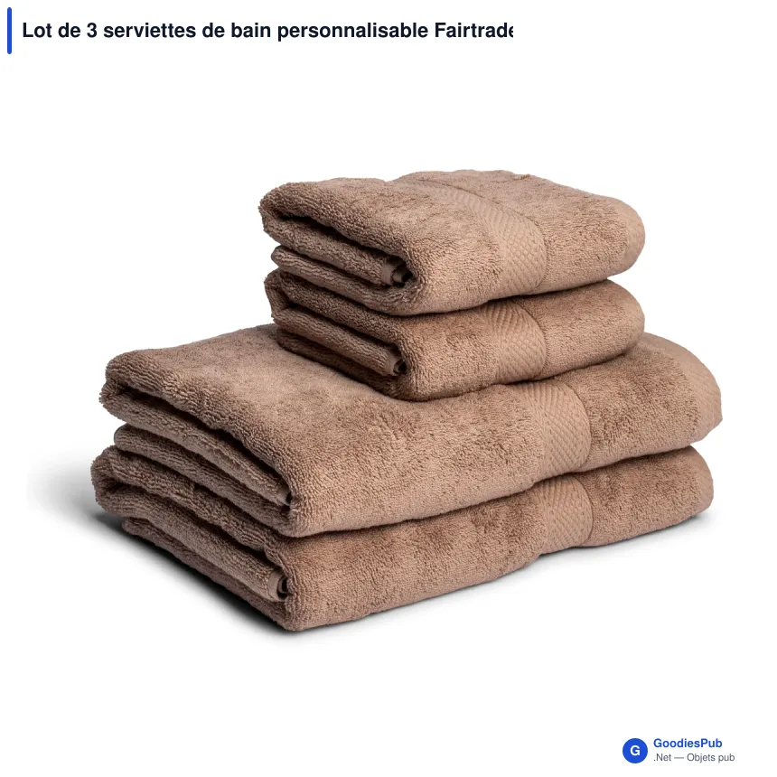 Lot de 3 serviettes de bain personnalisable Fairtrade 70 x 130 cm avec logo - Lord Nelson - Image 6