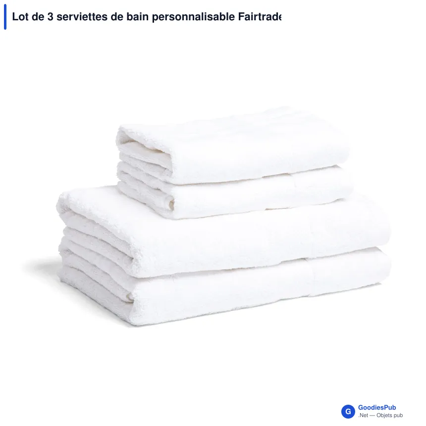Lot de 3 serviettes de bain personnalisable Fairtrade 70 x 130 cm avec logo - Lord Nelson - Image 7