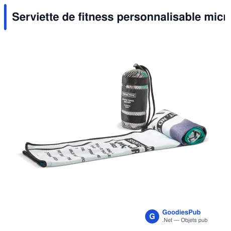 Serviette de fitness personnalisable microfibre avec pochette et logo - 30 x 80 cm