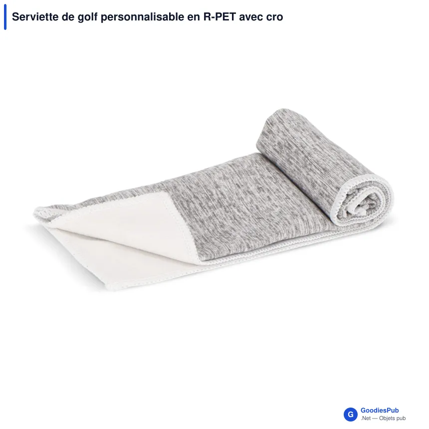 Serviette de golf personnalisable en R-PET avec crochet et logo - 30 x 30 cm - Image 2