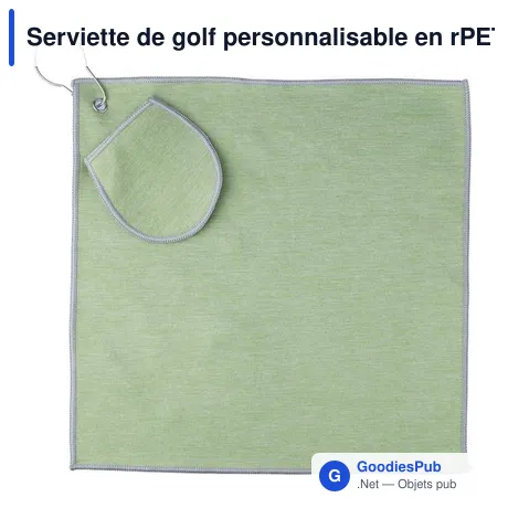 Serviette de golf personnalisable en rPET Idris avec logo