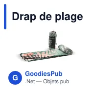 Drap de plage microfibre personnalisable avec pochette et logo - 100 x 180 cm - Miniature 1