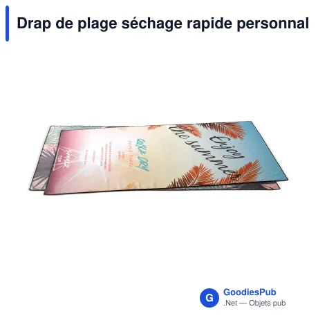Drap de plage séchage rapide personnalisable microfibre avec logo - 100 x 180 cm