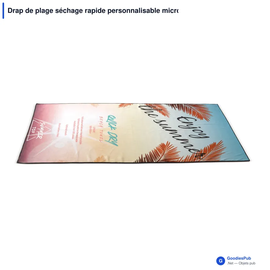 Drap de plage séchage rapide personnalisable microfibre avec logo - 100 x 180 cm - Image 2
