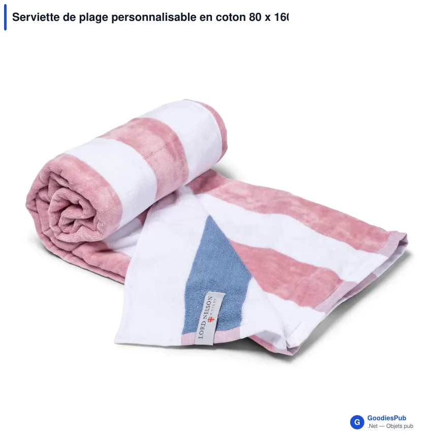 Serviette de plage personnalisable en coton 80 x 160 cm avec logo - Lord Nelson - Image 2