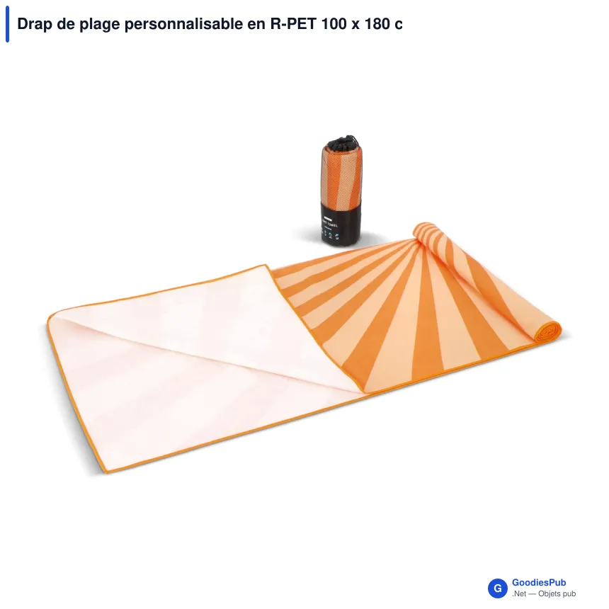 Drap de plage personnalisable en R-PET 100 x 180 cm coloré avec logo - Quick Dry R-PET - Image 2