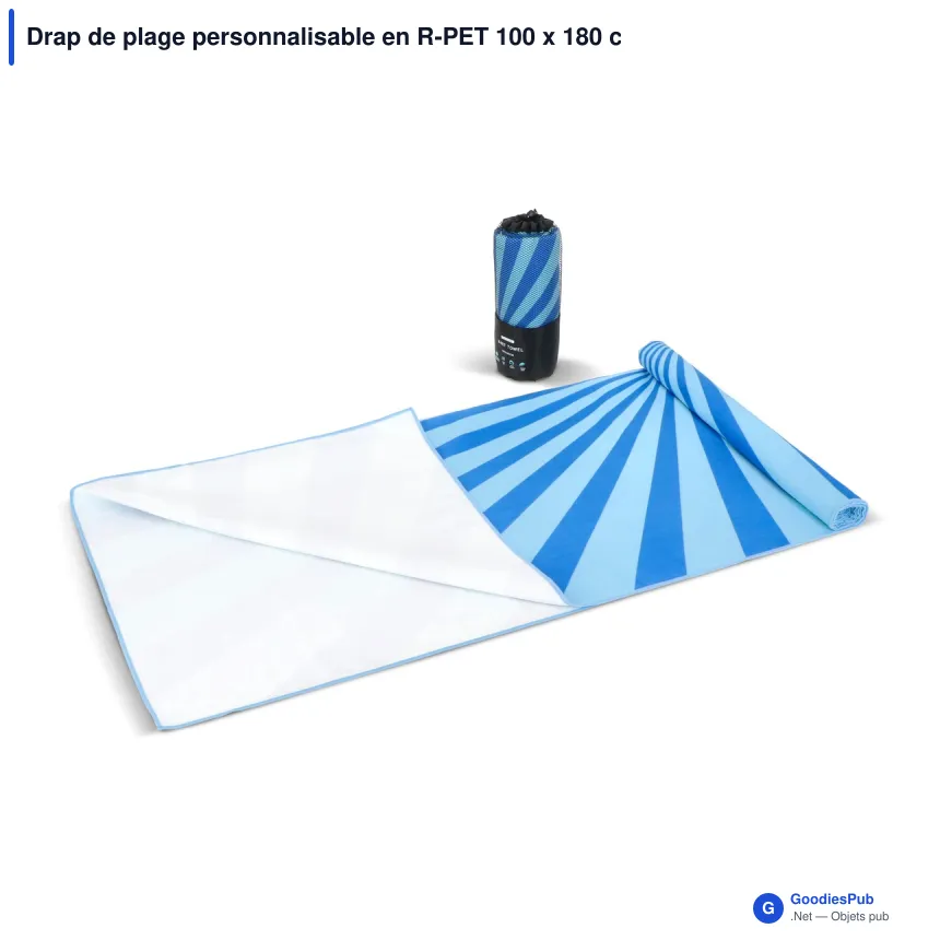 Drap de plage personnalisable en R-PET 100 x 180 cm coloré avec logo - Quick Dry R-PET - Image 4