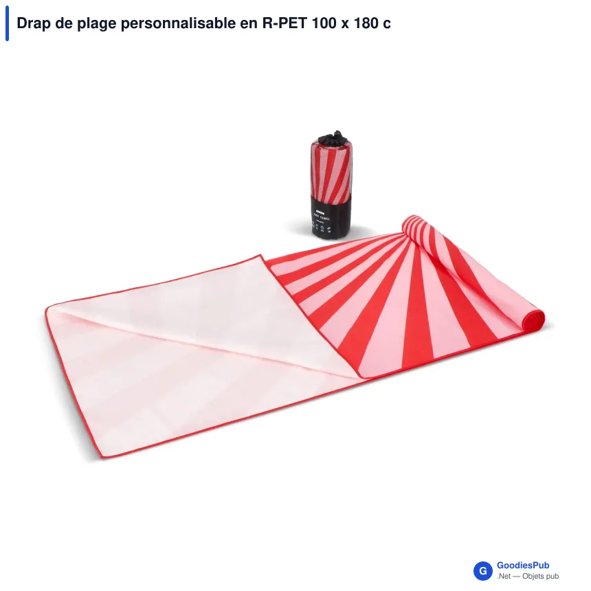 Drap de plage personnalisable en R-PET 100 x 180 cm coloré avec logo - Quick Dry R-PET - Image 5