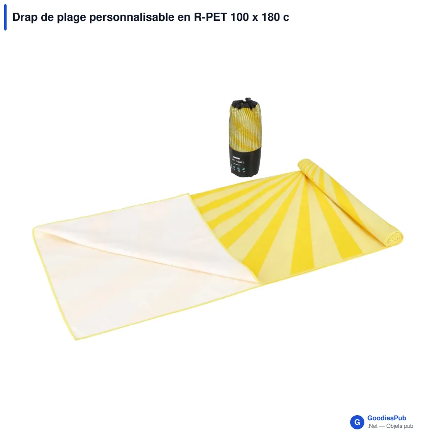 Drap de plage personnalisable en R-PET 100 x 180 cm coloré avec logo - Quick Dry R-PET - Image 6