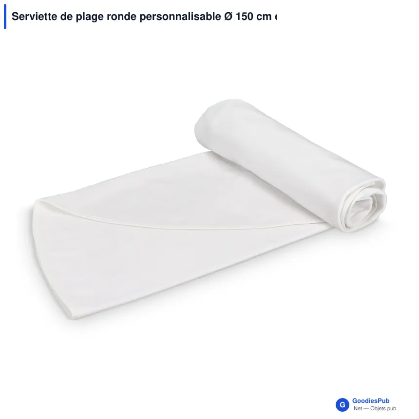 Serviette de plage ronde personnalisable Ø 150 cm double face avec logo - Ronde - Image 2