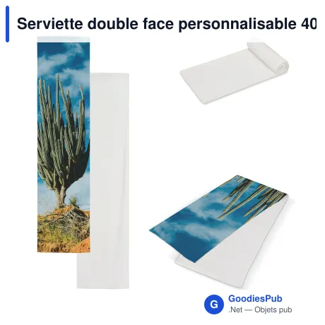 Serviette double face personnalisable 400 g/m² avec logo - 30 x 130 cm