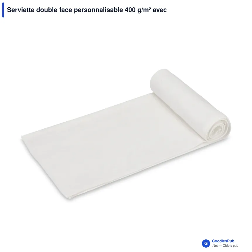 Serviette double face personnalisable 400 g/m² avec logo - 30 x 130 cm - Image 2
