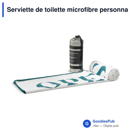 Serviette de toilette microfibre personnalisable avec pochette et logo - 70 x 140 cm