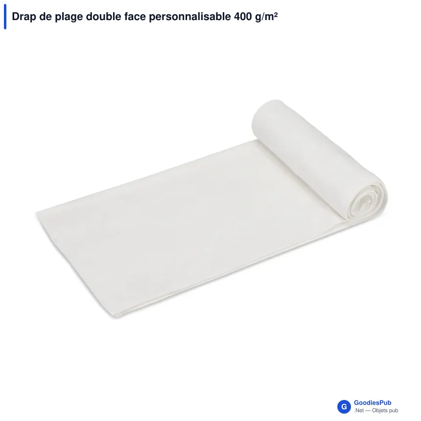 Drap de plage double face personnalisable 400 g/m² avec logo - 100 x 180 cm - Image 2
