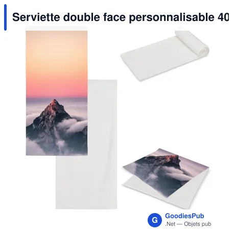 Serviette double face personnalisable 400 g/m² avec logo - 70 x 140 cm