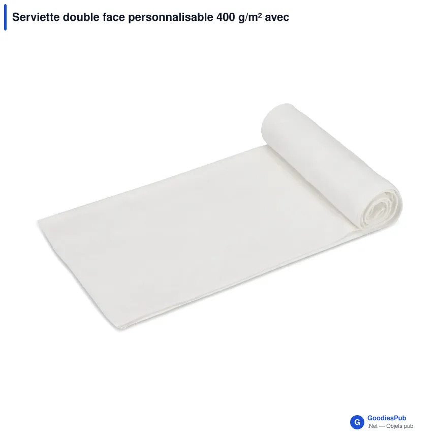 Serviette double face personnalisable 400 g/m² avec logo - 70 x 140 cm - Image 2