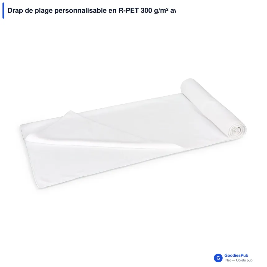 Drap de plage personnalisable en R-PET 300 g/m² avec logo - 100 x 180 cm - Image 2