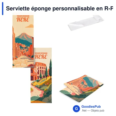 Serviette éponge personnalisable en R-PET 30 x 80 cm avec logo - Sublimation