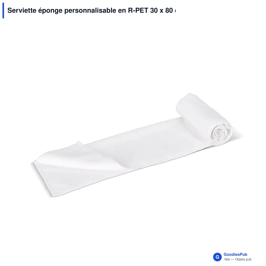 Serviette éponge personnalisable en R-PET 30 x 80 cm avec logo - Sublimation - Image 2