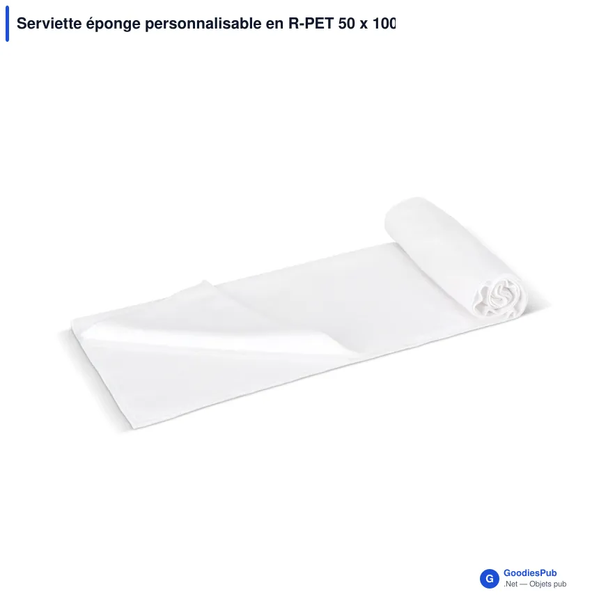Serviette éponge personnalisable en R-PET 50 x 100 cm avec logo - Éponge R-PET - Image 2