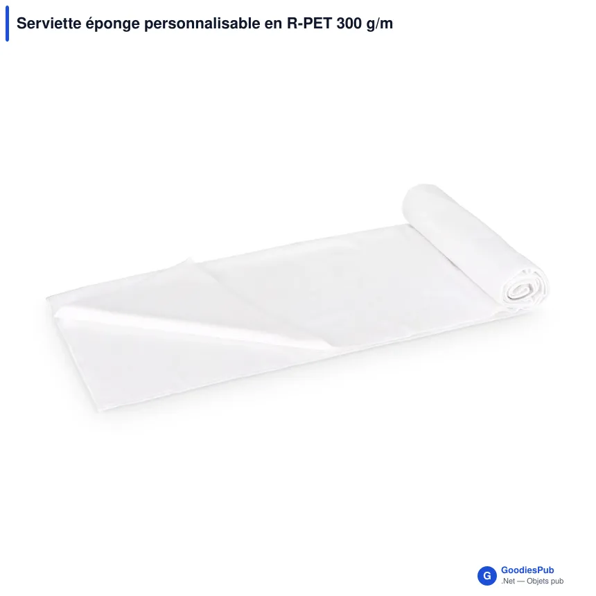 Serviette éponge personnalisable en R-PET 300 g/m² avec logo - 70 x 140 cm - Image 2