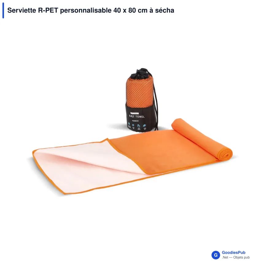 Serviette R-PET personnalisable 40 x 80 cm à séchage rapide avec logo - Pochette - Image 2