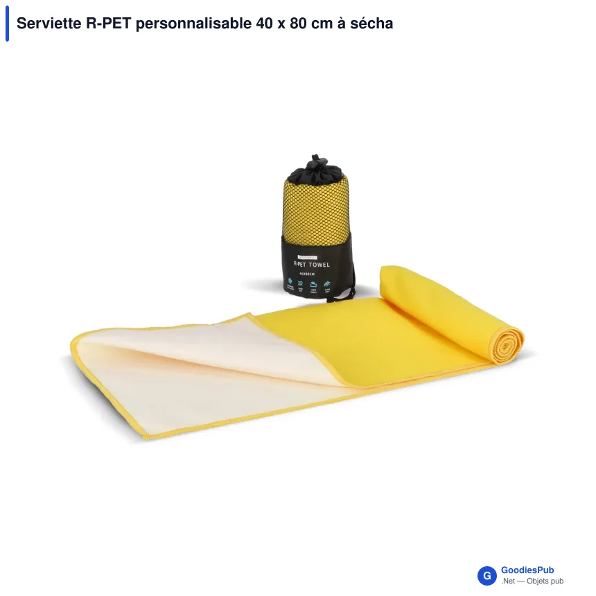 Serviette R-PET personnalisable 40 x 80 cm à séchage rapide avec logo - Pochette - Image 3