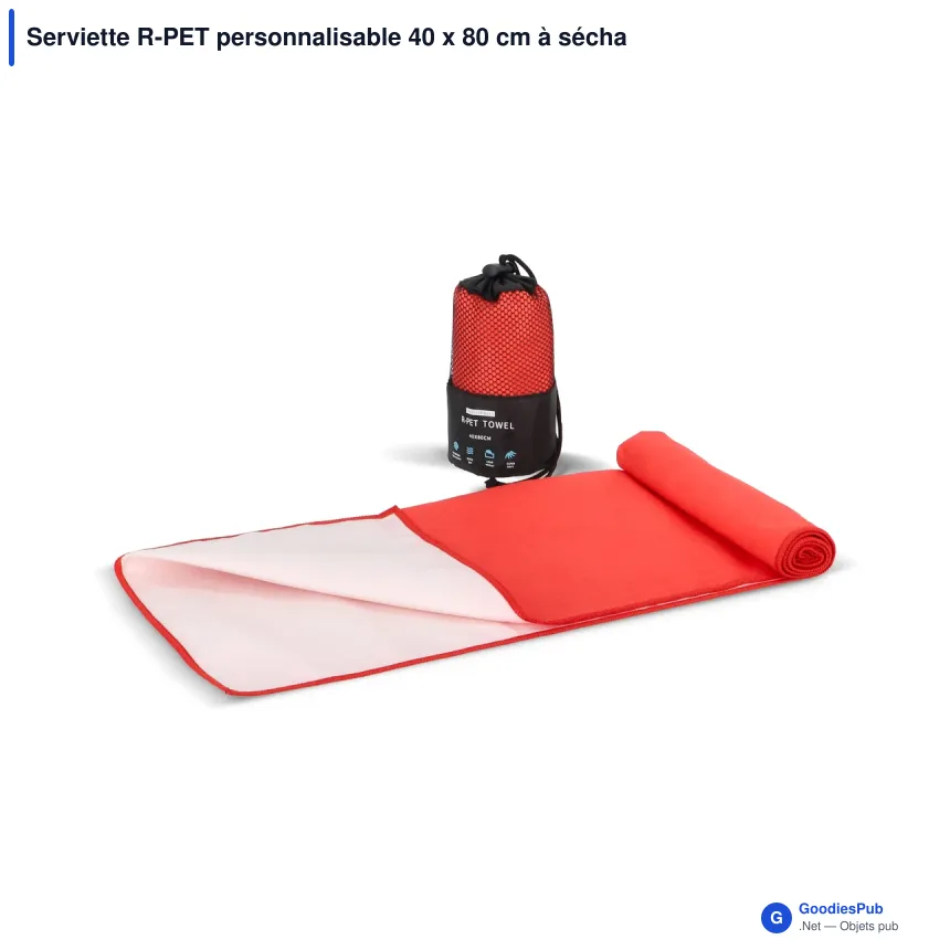 Serviette R-PET personnalisable 40 x 80 cm à séchage rapide avec logo - Pochette - Image 4