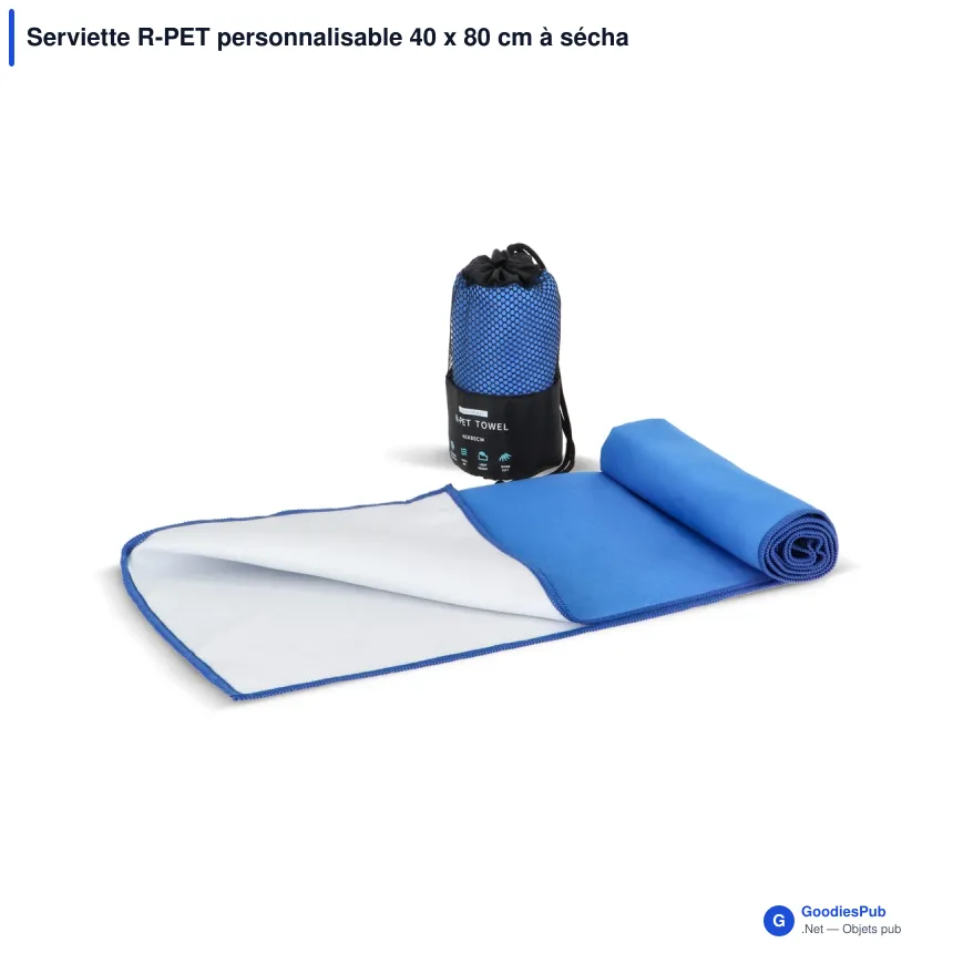 Serviette R-PET personnalisable 40 x 80 cm à séchage rapide avec logo - Pochette - Image 5