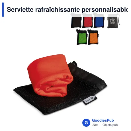 Serviette rafraîchissante personnalisable en R-PET 30 x 80 cm avec logo - Cool