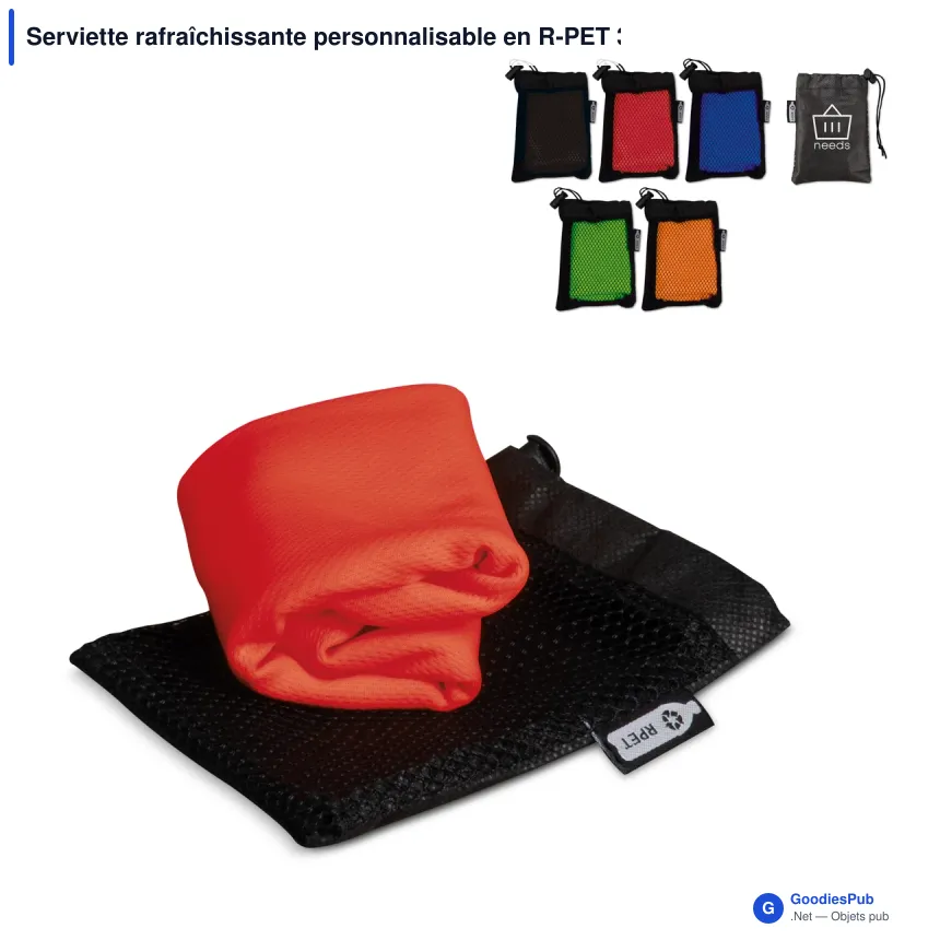 Serviette rafraîchissante personnalisable en R-PET 30 x 80 cm avec logo - Cool - Image 1