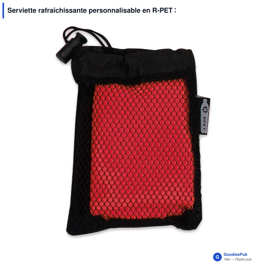 Serviette rafraîchissante personnalisable en R-PET 30 x 80 cm avec logo - Cool - Image 2