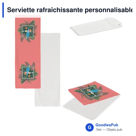 Serviette rafraîchissante personnalisable en R-PET avec logo - 30 x 80 cm