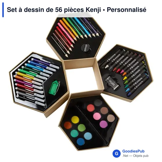 Set à dessin personnalisable de 56 pièces Kenji avec logo - Image 3