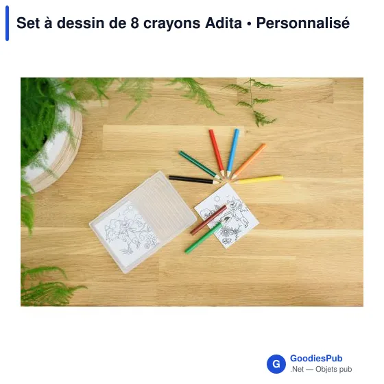 Set à dessin personnalisable de 8 crayons Adita avec logo - Image 4