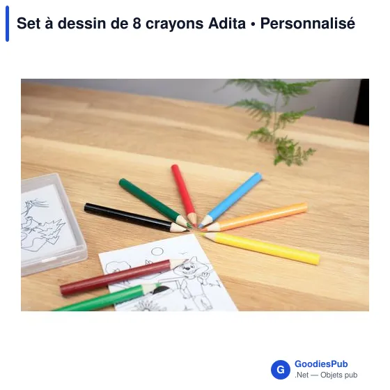 Set à dessin personnalisable de 8 crayons Adita avec logo - Image 5