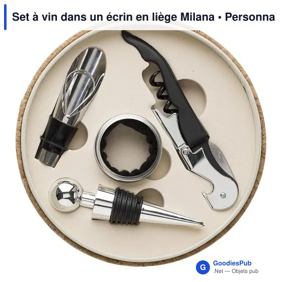 Set à vin personnalisable dans un écrin en PU aspect liège Milanaavec logo - Image 2