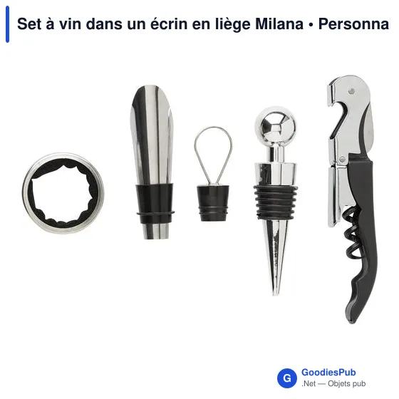 Set à vin personnalisable dans un écrin en PU aspect liège Milanaavec logo - Image 3
