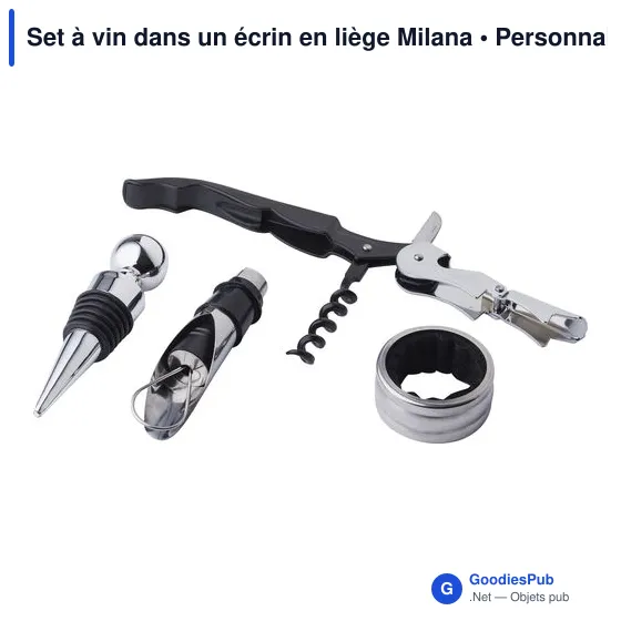 Set à vin personnalisable dans un écrin en PU aspect liège Milanaavec logo - Image 4