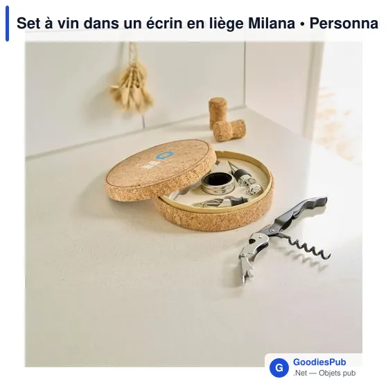 Set à vin personnalisable dans un écrin en PU aspect liège Milanaavec logo - Image 5
