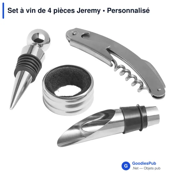 Set à vin personnalisable de 4 pièces Jeremy avec logo - Image 4