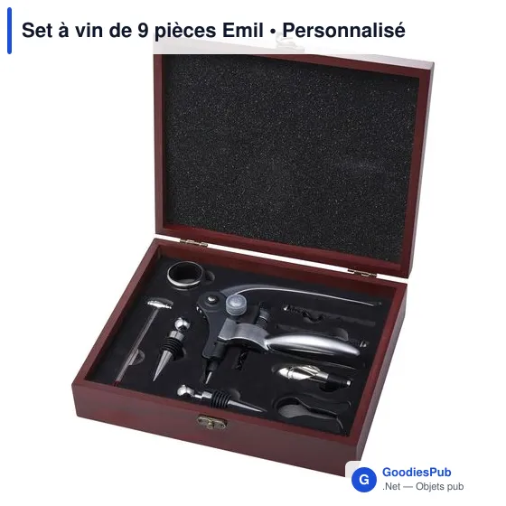 Set à vin personnalisable de 9 pièces avec logo - Emil - Image 2