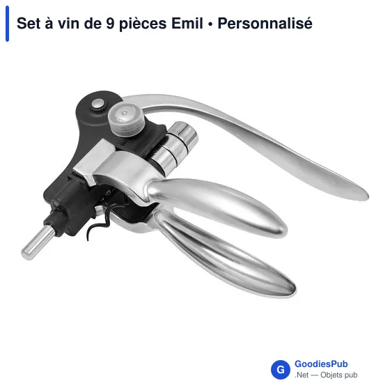 Set à vin personnalisable de 9 pièces avec logo - Emil - Image 3