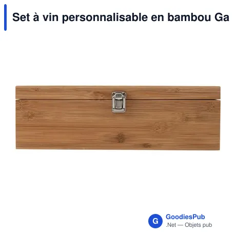 Set à vin personnalisable en bambou Gareth avec logo