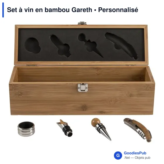 Set à vin personnalisable en bambou Gareth avec logo - Image 12