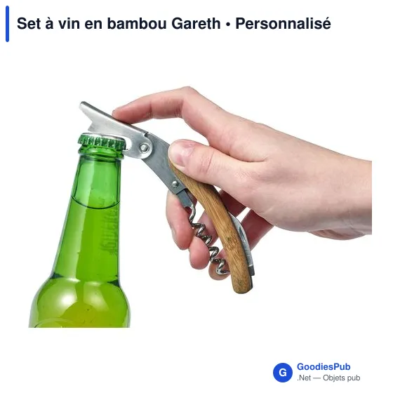 Set à vin personnalisable en bambou Gareth avec logo - Image 3