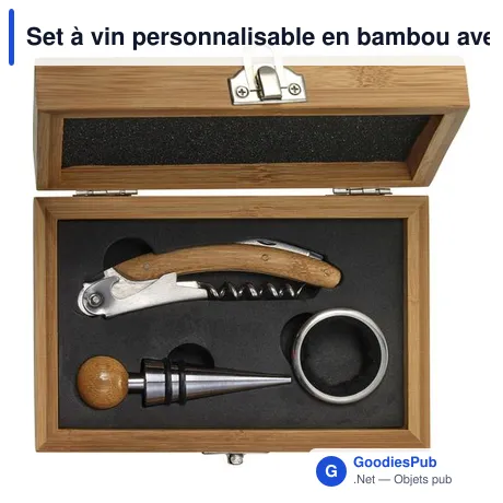 Set à vin personnalisable en bambou avec logo - Leonie