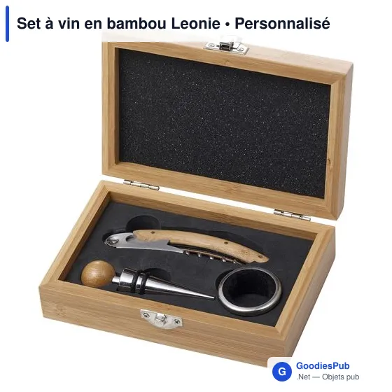 Set à vin personnalisable en bambou avec logo - Leonie - Image 2